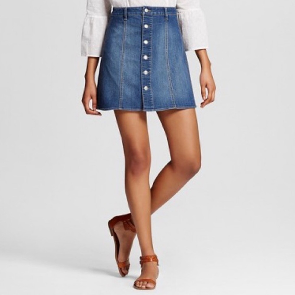 Mossimo Supply Co. Blue Denim Button-Front Mini Skirt